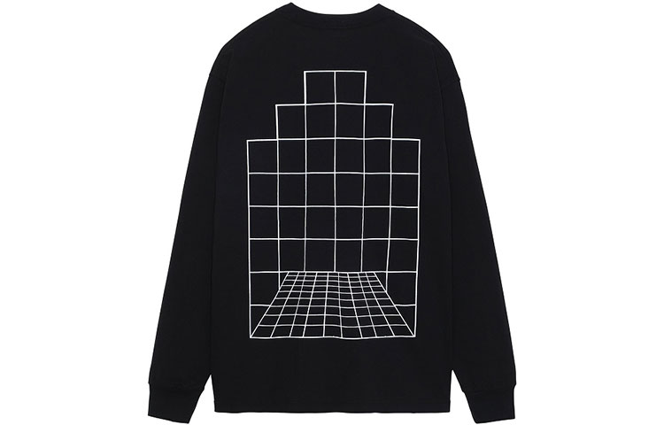 Lookbook Cav Empt Sweatshirt Unisex Hitam dengan Desain 3D Grid Print. CES20LT02