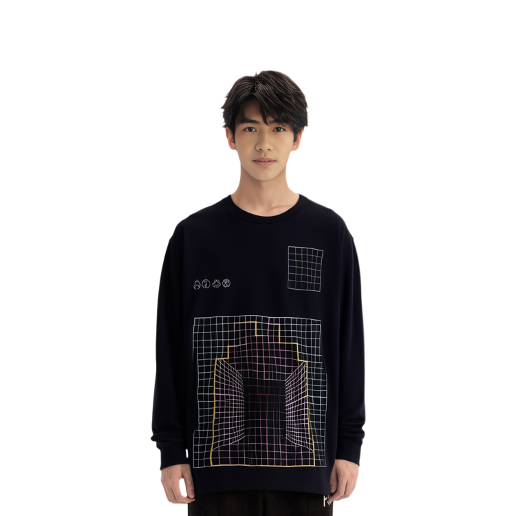 Shop Cav Empt Sweatshirt Unisex Hitam dengan Desain 3D Grid Print. CES20LT02