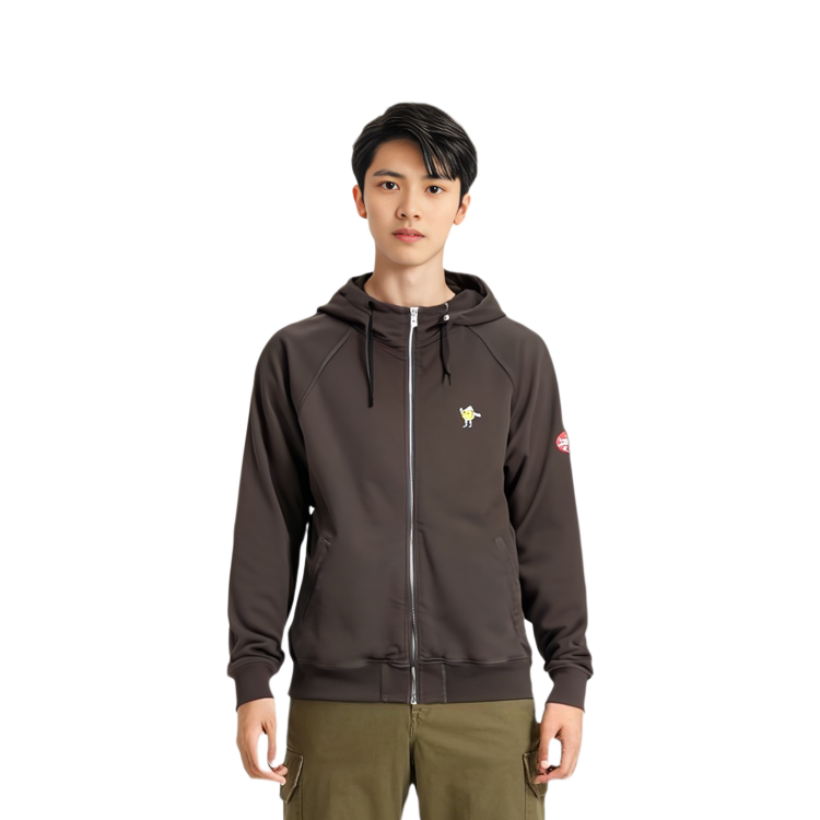 Cav Empt  Brown Solid Raglan Sleeve Zip-Up Hoodie Sweatshirt. CES22CS15 圖 4