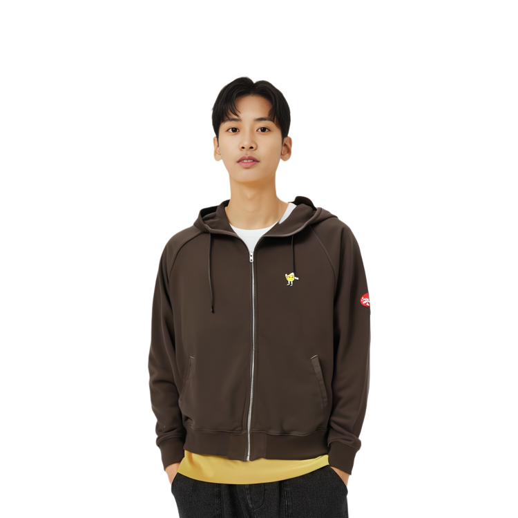 Cav Empt  Brown Solid Raglan Sleeve Zip-Up Hoodie Sweatshirt. CES22CS15 圖 5