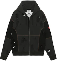 Order Cav Empt 破壞風拼布拉鍊連帽外套 - 黑色 CES23CS16