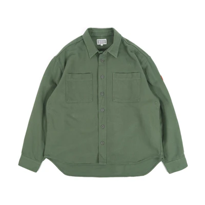 Cav Empt Green Solid Pocket Button-Up Long Sleeve Shirt. CES24SH05