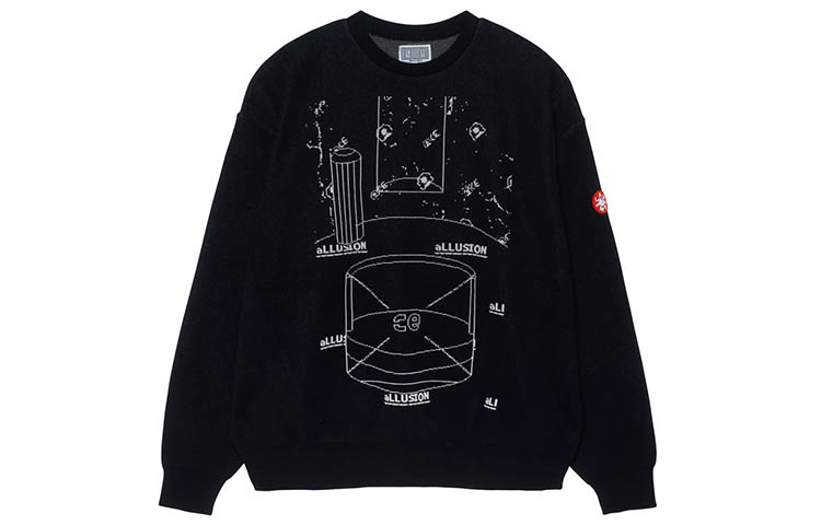 Cav Empt Abstract Graphic Crewneck Sweatshirt Unisex Black CES18KN04