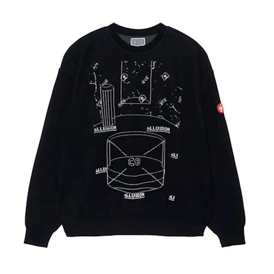 Cav Empt Abstract Graphic Crewneck Sweatshirt Unisex Black CES18KN04