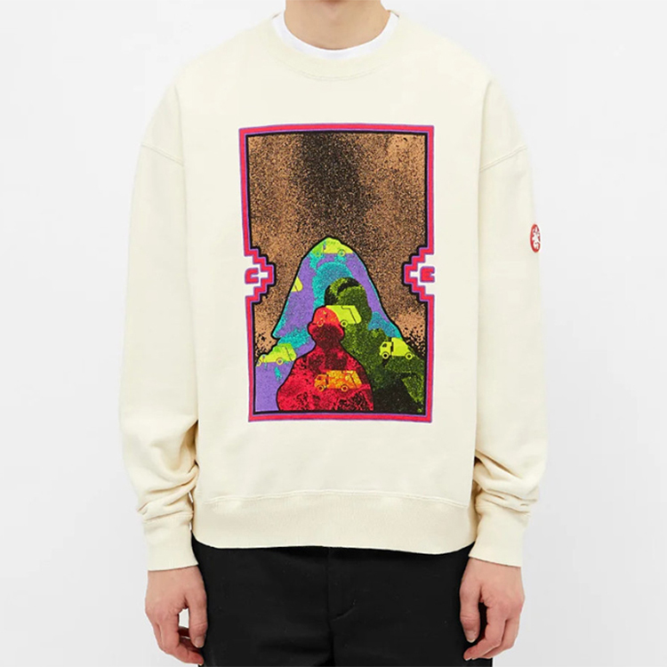 Lookbook 캡엠프트 추상 그래픽 풀오버 스웨트셔츠 유니섹스 오프화이트 CES17CS01