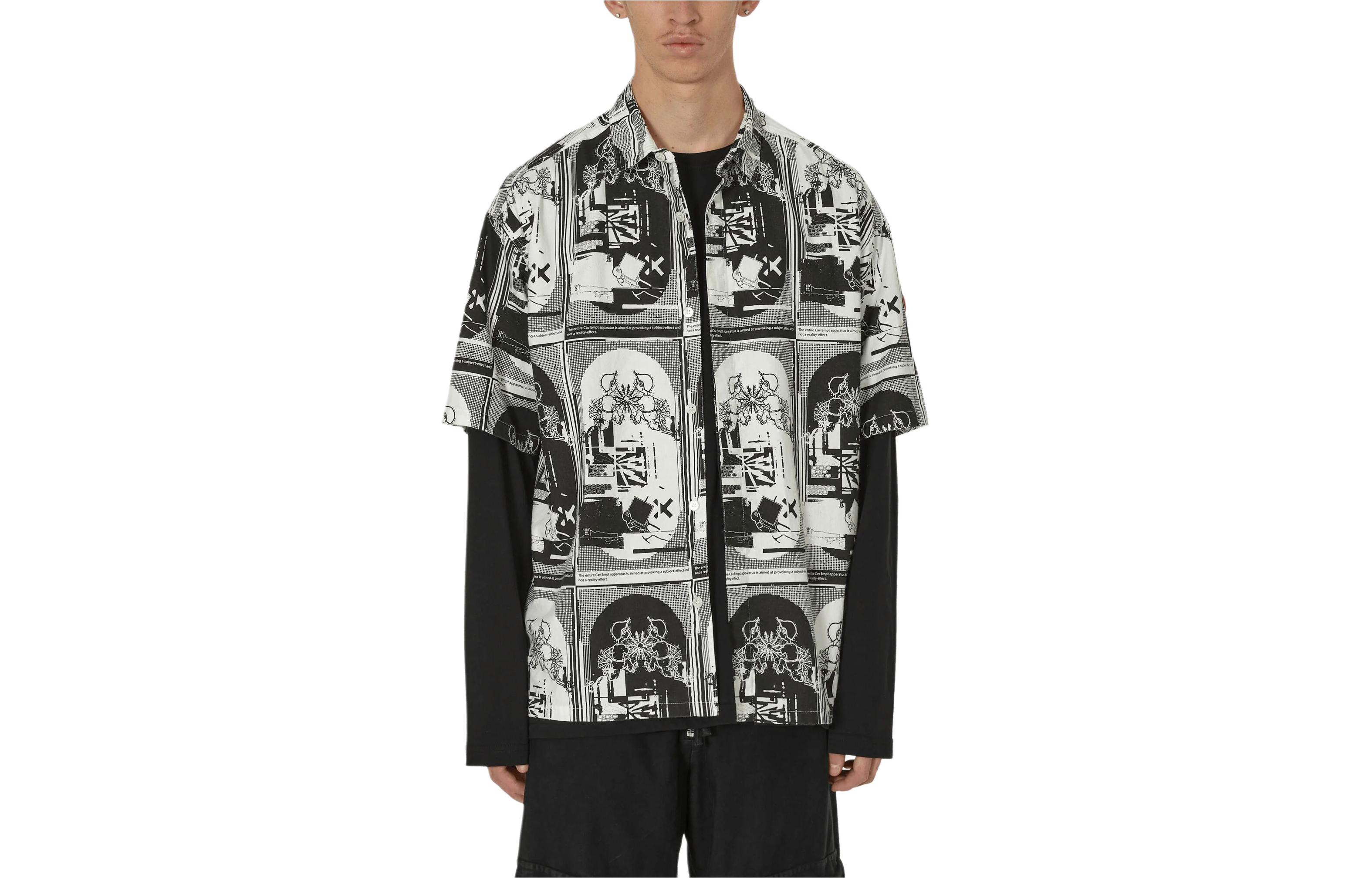 Cav Empt All-Over Print Button-Up Short Sleeve Shirt White Mens CES24SH09-001