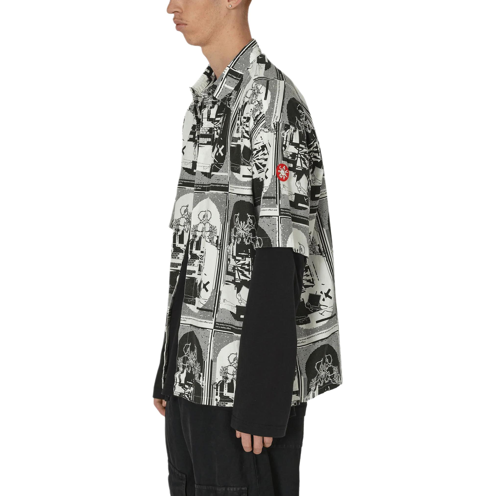 Lookbook Cav Empt Kemeja Putih Pria Lengan Pendek Motif All-Over Print CES24SH09-001