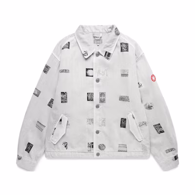 Cav Empt All-Over Print Collared Long Sleeve Jacket Men’s Grey White CE-S23J-K23