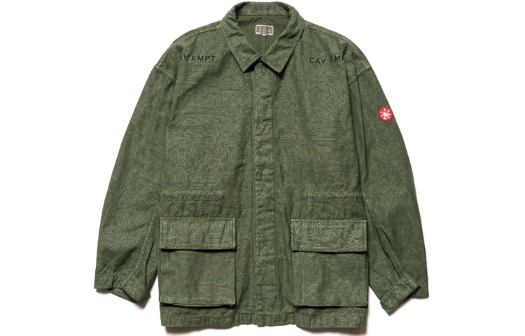 Cav Empt All-Over Print Multi-Pocket Collared Jacket Green () CES16JK12