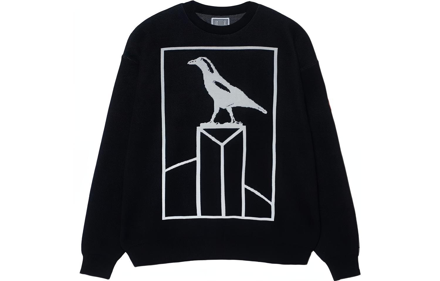 Cav Empt Animal Geometric Print Crewneck Sweatshirt Unisex Black CES18KN06