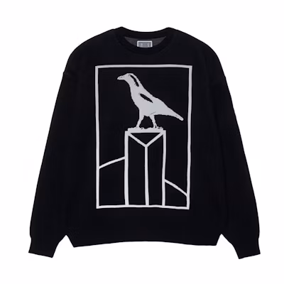 Cav Empt Animal Geometric Print Crewneck Sweatshirt Unisex Black CES18KN06