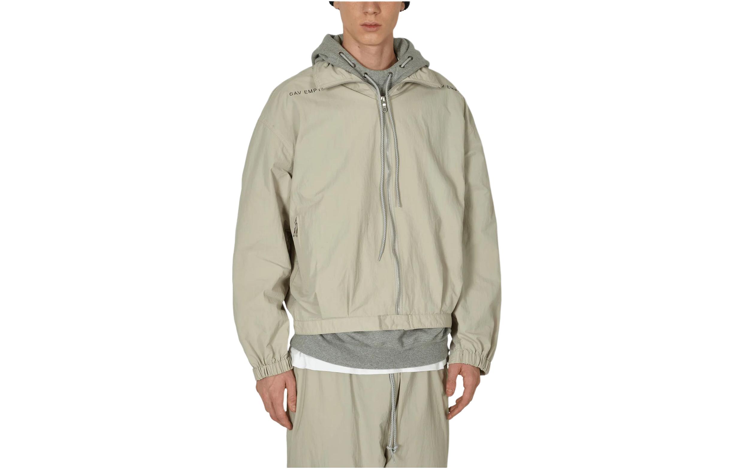 Cav Empt Beige Stand Collar Zip-Up Loose Fit Jacket for Men CES24JK14-001