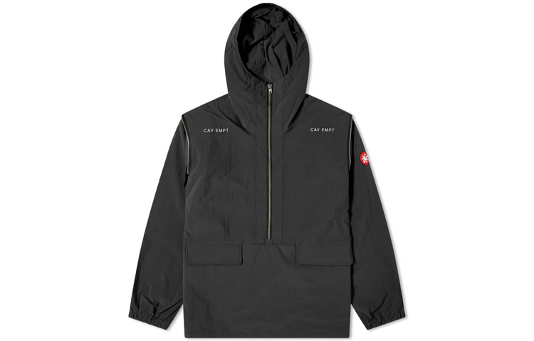 Cav Empt Black Hooded Jacket with Hidden Sleeve Zipper CES17JK16