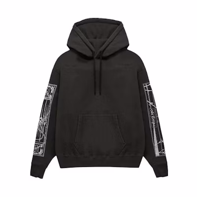 Cav Empt Black Hoodie with Pocket Long Sleeve Solid Color Design CES23CS11-BLAC