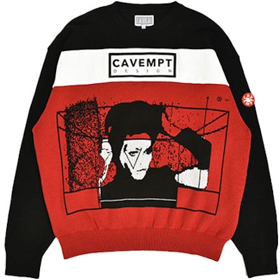 Cav Empt 黑色寬鬆圓領Logo印花針織毛衣 CES18KN05 Buy Cav Empt 黑色寬鬆圓領Logo印花針織毛衣 CES18KN05