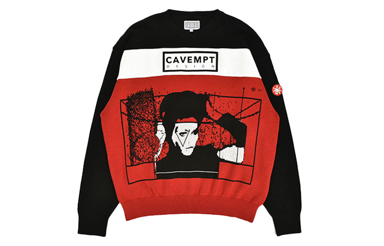 Order Cav Empt 黑色寬鬆圓領Logo印花針織毛衣 CES18KN05