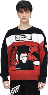 Cav Empt 黑色寬鬆圓領Logo印花針織毛衣 CES18KN05 Cheap Cav Empt 黑色寬鬆圓領Logo印花針織毛衣 CES18KN05
