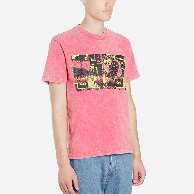 Details for Cav Empt Bleached Cav E Pink Kaos Grafis Unisex Vintage Wash CES15T13