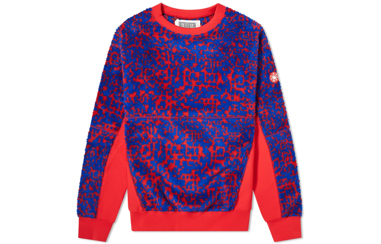 Cav Empt Blue Red Crew Neck Fleece Sweatshirt CES16CS19