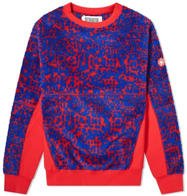 Cav Empt Blue Red Crew Neck Fleece Sweatshirt CES16CS19 Buy Cav Empt Blue Red Crew Neck Fleece Sweatshirt CES16CS19