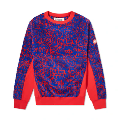 Cav Empt Blue Red Crew Neck Fleece Sweatshirt CES16CS19