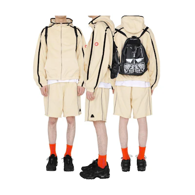 Cav Empt Colorblock Zip-Up Hoodie Jacket Beige . CES24CS20