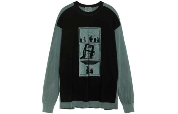 Cav Empt Crewneck Printed Pullover Sweatshirt Unisex Black Green Colorblock CES19LT05
