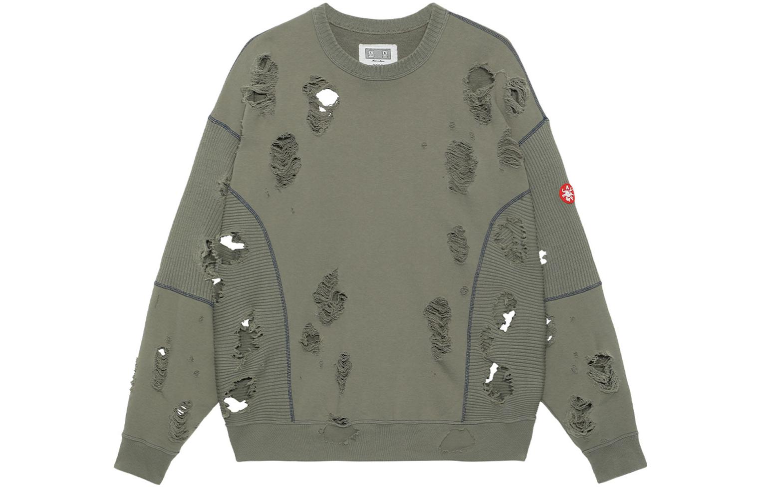 Cav Empt Distressed Long Sleeve Crewneck Sweatshirt Green Unisex CES23CS14