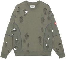 Cav Empt Distressed Long Sleeve Crewneck Sweatshirt Green Unisex CES23CS14 Cav Empt Distressed Long Sleeve Crewneck Sweatshirt Green Unisex CES23CS14