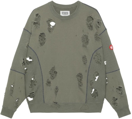Cav Empt Distressed Long Sleeve Crewneck Sweatshirt Green Unisex CES23CS14 Order Cav Empt Distressed Long Sleeve Crewneck Sweatshirt Green Unisex CES23CS14