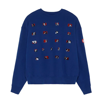 Cav Empt Embroidered Graphic Cartoon Pullover Sweatshirt Blue Unisex CES18CS04