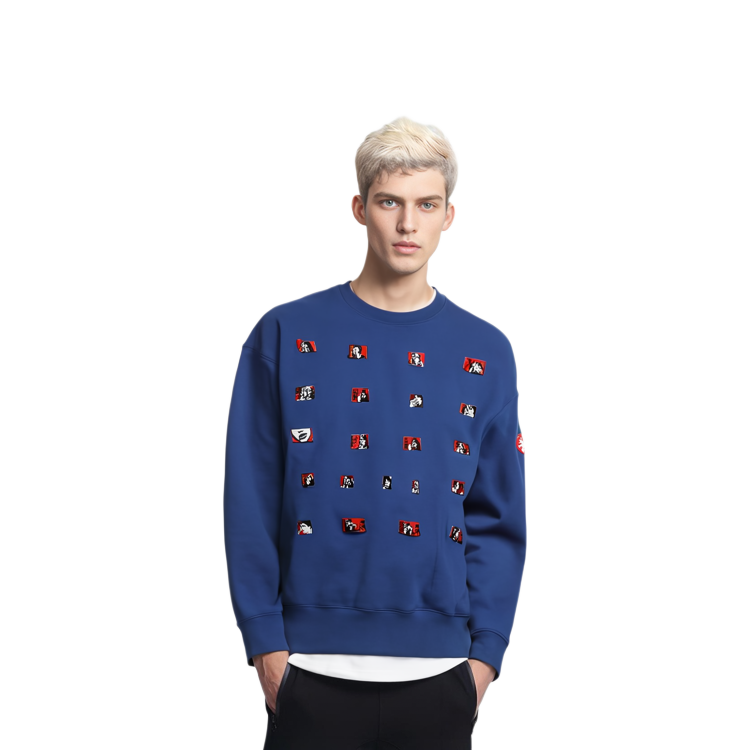 Shop Sudadera Azul Unisex Cav Empt con Bordado Gráfico de Dibujos Animados CES18CS04