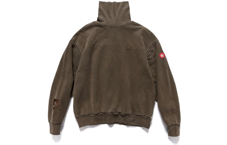 Cav Empt Embroidered Turtleneck Long Sleeve Sweatshirt Brown () CES20CS19