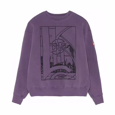 Cav Empt Faded Graphic Print Crewneck Sweatshirt Unisex Purple CES18CS02