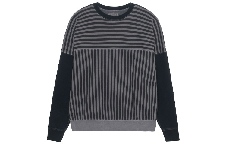 Cav Empt Faded Patchwork Striped Crewneck Sweatshirt Brown Unisex CES18CS07