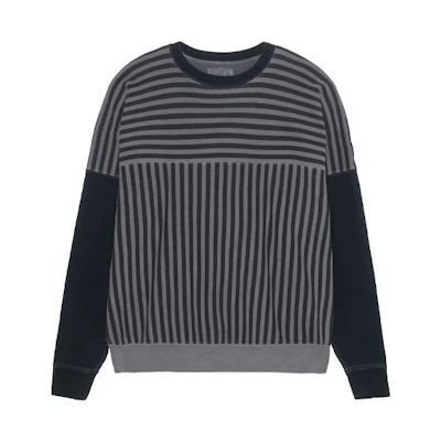 Cav Empt Faded Patchwork Striped Crewneck Sweatshirt Brown Unisex CES18CS07