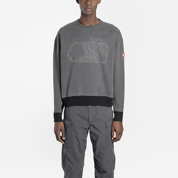 Shop Sudadera Unisex Cav Empt Gris con Bordado y Patrón Desvanecido. CES17CS05