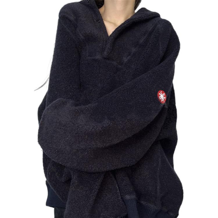 Lookbook Cav Empt Fleece Half-Zip Hoodie Unisex Charcoal Color. CES211