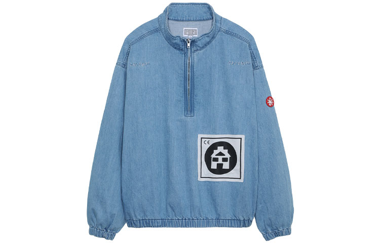 Cav Empt FW21 Bleached Denim Half-Zip Jacket Blue () CES20JK20