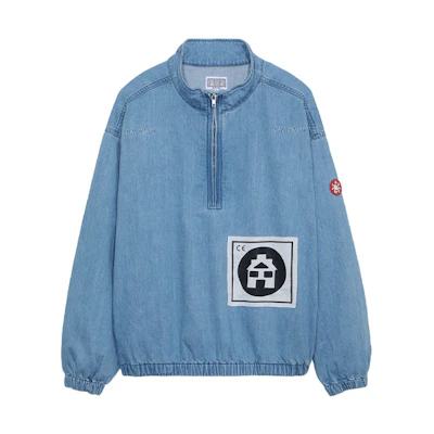 Cav Empt FW21 Bleached Denim Half-Zip Jacket Blue () CES20JK20