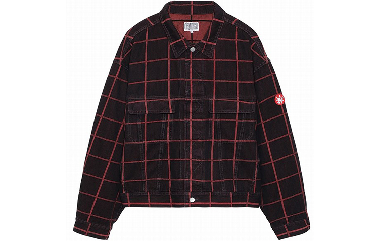 Cav Empt FW21 Grid Denim Jacket Black/Red CES20JK16
