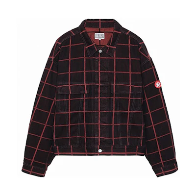 Cav Empt FW21 Grid Denim Jacket Black/Red CES20JK16