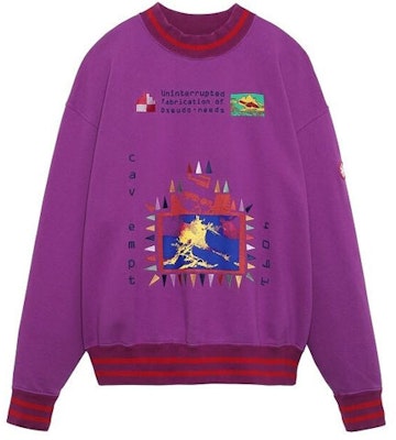 Cav Empt FW21 Uninterrupted Crewneck Pullover Sweatshirt Unisex Purple. CES20CS04 Order Cav Empt FW21 Uninterrupted Crewneck Pullover Sweatshirt Unisex Purple. CES20CS04