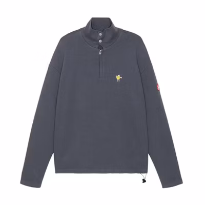 Cav Empt FW22 Half-Zip High-Collar Sweatshirt Dark Grey with Embroidery. CES22A65