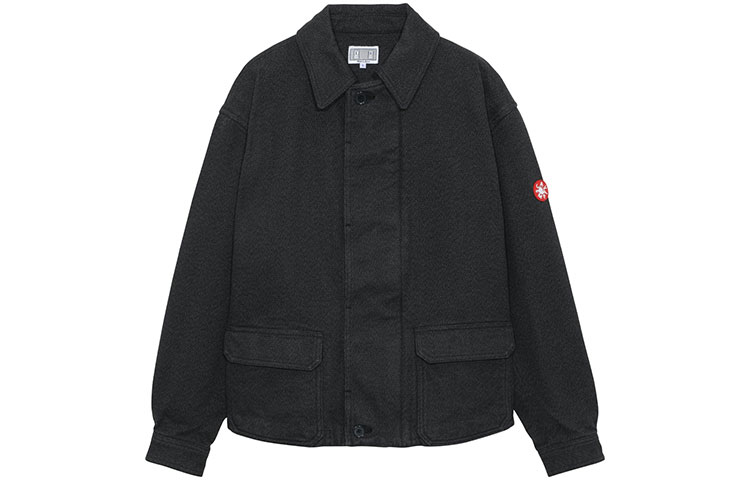 Cav Empt FW22 Ash Short Zip Jacket - Black Long Sleeve Collar Jacket CES20JK17