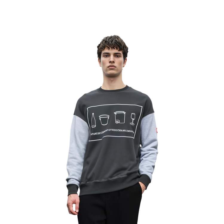 Lookbook Cav Empt FW22 Sweatshirt Unisex Lengan Panjang Colorblock dengan Letter Print CES22CS05