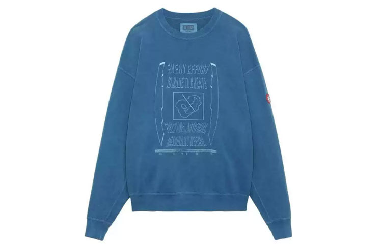 Cav Empt FW22 Embroidered Graphic Crewneck Sweatshirt Men’s Washed Blue. CES7478
