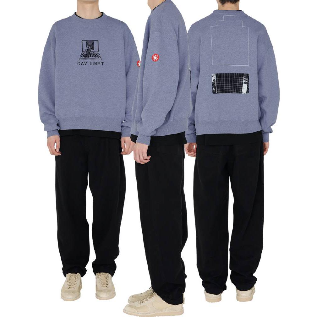 Shop Cav Empt FW22 图案标志长袖圆领卫衣 灰色 CES22A68