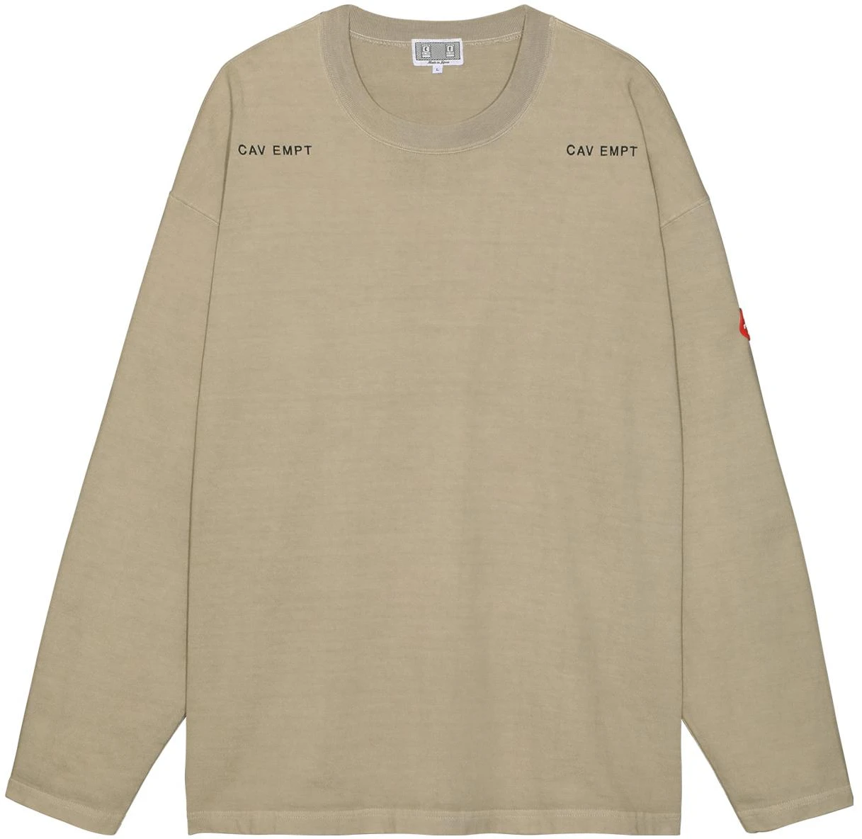 cav-empt-fw-22-khaki-colorblock-logo-print-long-sleeve-tee-casual-shirt-ces-22-lt-05-beige