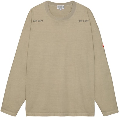 Cav Empt FW22 Khaki Colorblock Logo Print Long Sleeve Tee Casual Shirt CES22LT05-BEIGE Buy Cav Empt FW22 Khaki Colorblock Logo Print Long Sleeve Tee Casual Shirt CES22LT05-BEIGE